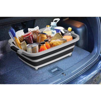 Grande cuve de préparation pour barbecue pliable BIRDROCK avec planche à découper, panier à grill multifonction avec passoire et couvercle, bol à vaisselle en silicone portable pour pique-nique, hayon, camping