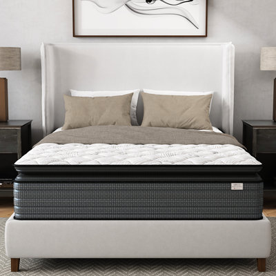 Grand matelas à plateau-coussin de 14 pouces, conçu pour soulager les mouvements, l'eau, s'adapte à la base réglable, matelas en mousse gris + blanc + matelas à ressorts, pour soulagement, faible transfert, compatible avec