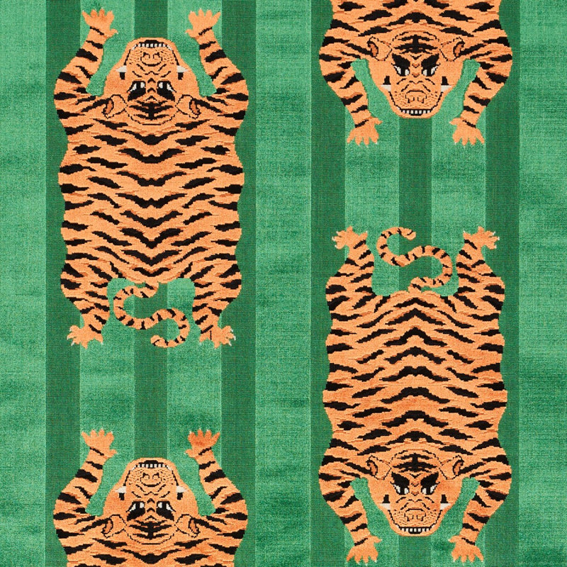 Tissu velours tigre Jokhang, Vert