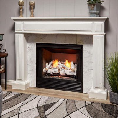 Bluegrass Living Vent Free Dual Fuel Gas Log Set - Birch Wood, 30,000 BTU, Remote Control - Model# B18DR-UL3