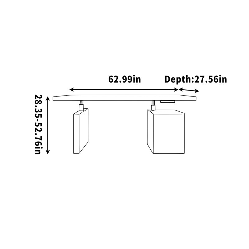 Sieger  Computer Desk, 52.76" H x 62.99" W x 27.56" D, Black