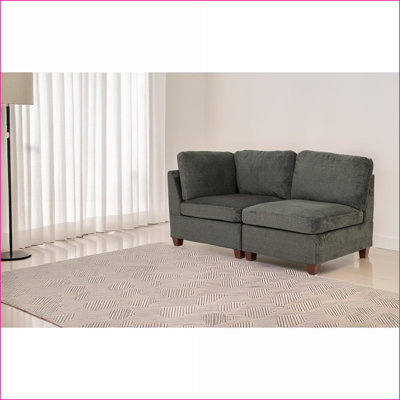 Ensemble de canapés modulaires 2 pièces, chenille gris ardoise pour petits espaces | Chenille | Gris ardoise