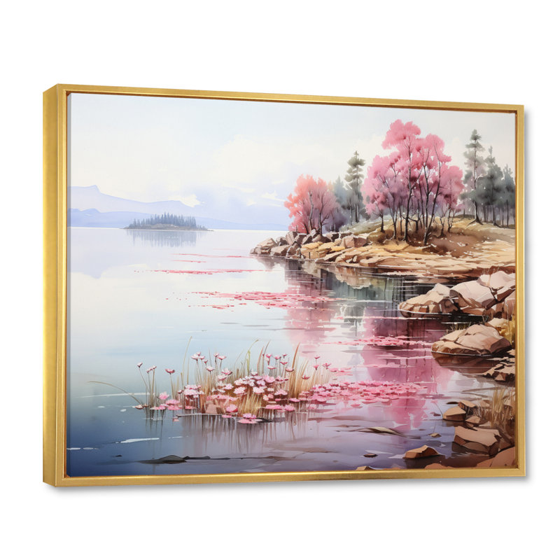 Tranquil Oasis III sur toile, H 24 po x l 32 po x P 1 po, Cadre flottant doré