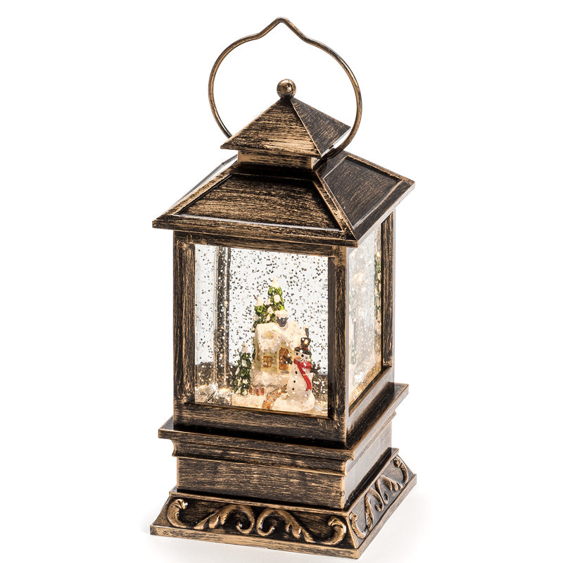Snow Lantern with Snowman Scene