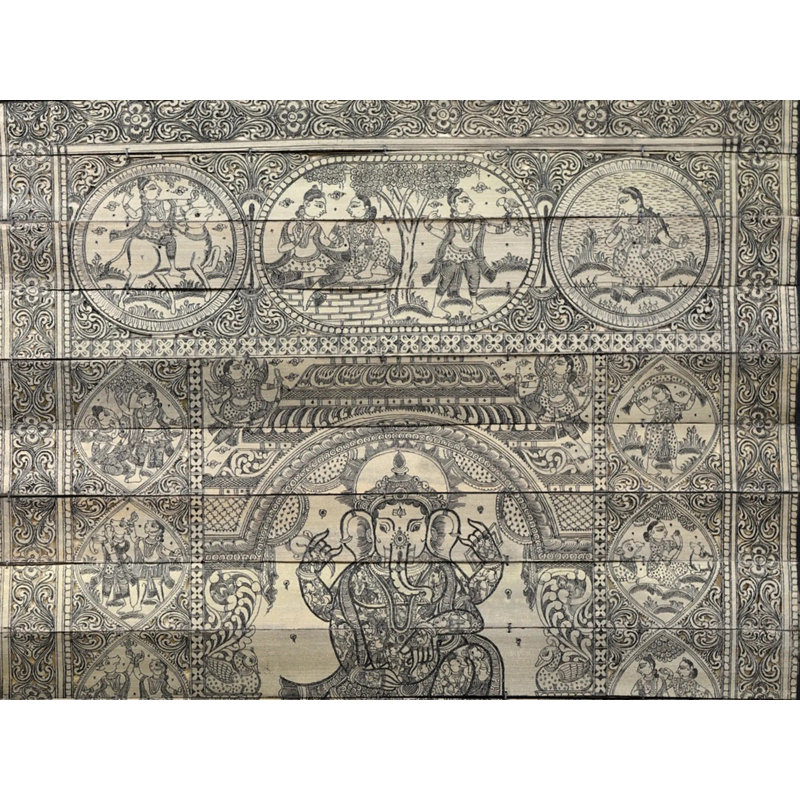 Naissance de Ganesha | Pattachitra, peinture sur feuille de palmier