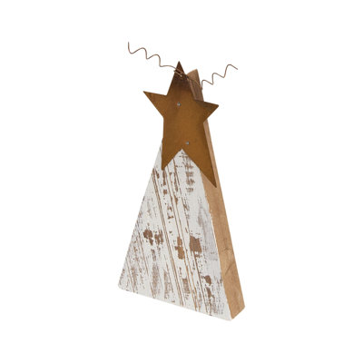 Ensemble de 3 arbres de Noël rustiques en bois blanc patiné