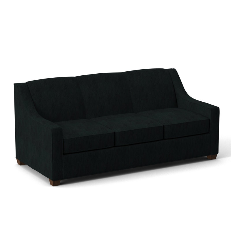 Phillips Square Arm Sofa with Reversible Cushions, Cardigan Coal, 34.5" H x 76" W x 36" D, Montana Walnut