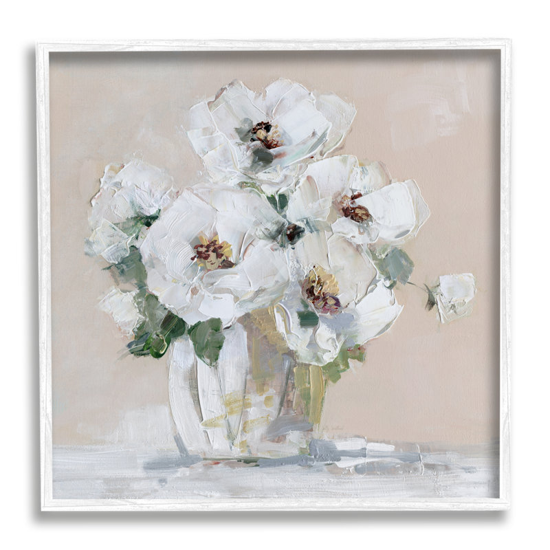 «Traditional Flower Blossom Bouquet Delicate White Petals» par Sally Swatland - peinture sur toile à cadre flottant