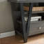 Meuble télé 30 po, 2 tiroirs et tablette, gris et noir, armoire de commande de 60 à 69 po avec gris / noir, énigmatique