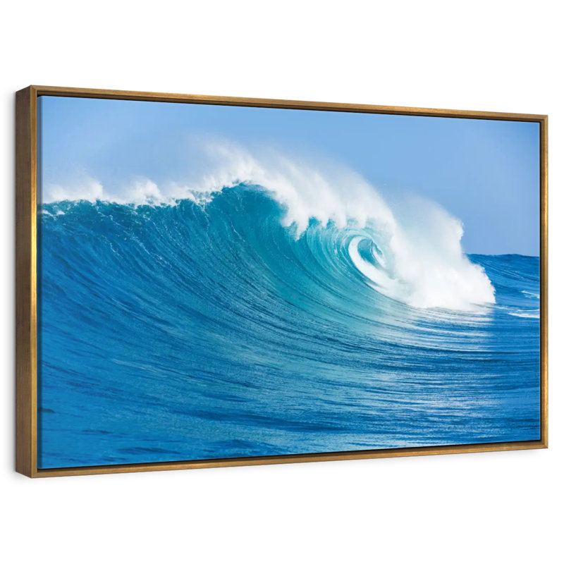 Ocean Wave Break, 13 po x 9 po, Cadre flottant doré