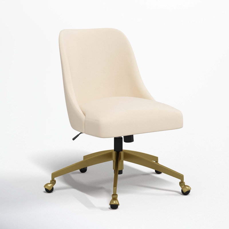 Chaise de bureau Tamieka, Velours performance perle classique