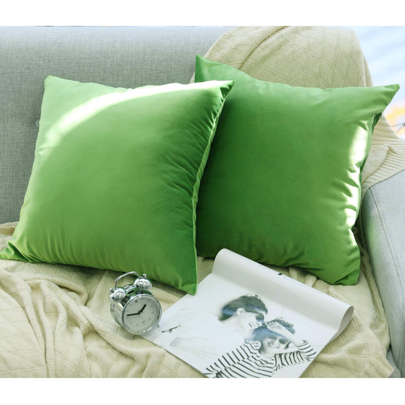 Housse de coussin en velours uni, H 18 po x l 18 po, Vert trèfle
