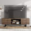 Meuble télé Mid-Century avec 2 tiroirs et tablettes ouvertes