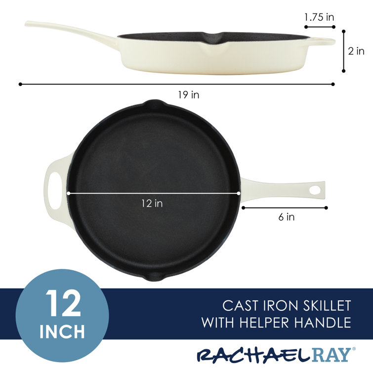 Rachael Ray Premium Rust-Resistant 12 in. Cast Iron Skillet in Almond, Brown