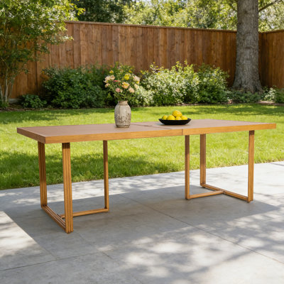 Arcadia Patio Aluminum Rectangular 84"L Dining Table With Umbrella Hole
