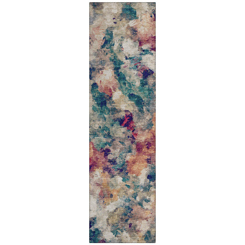 Machine Washable Indoor/Outdoor Husby ACN2203 Abstract Rug, Runner 2'3" x 7'6"