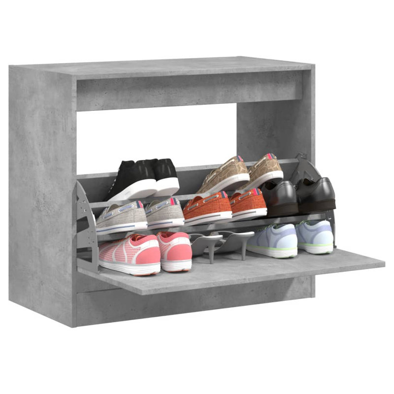 9 Pair Shoe Storage Cabinet, Concrete Grey