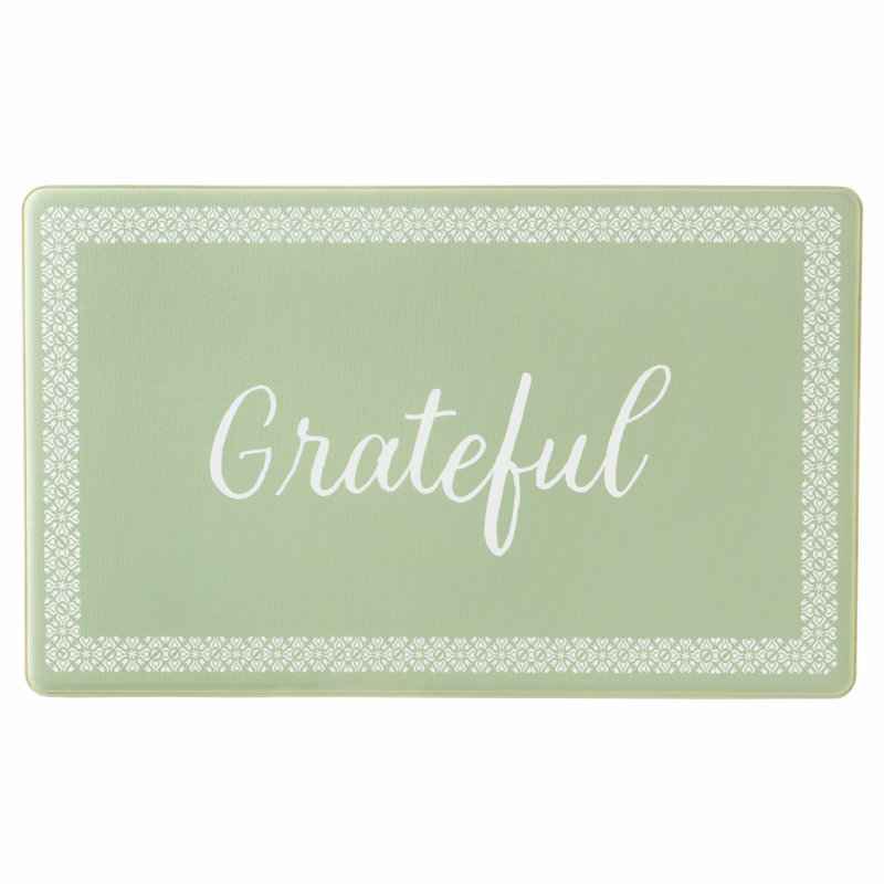 MARTHA STEWART Bloomfield Grateful Border Kitchen Mat , Rectangle 1'6" x 2'6", Green