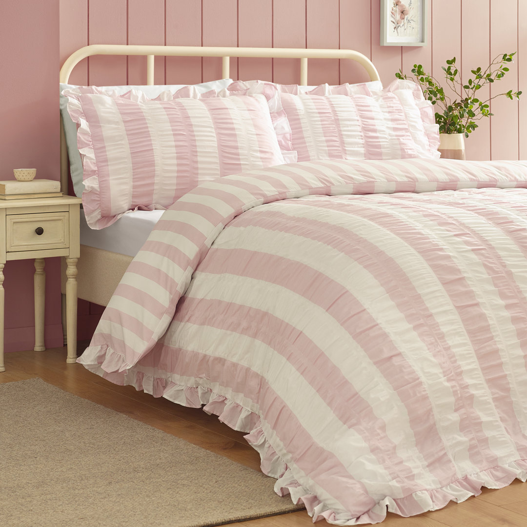 Seersucker Frill Stripe Duvet Cover Set