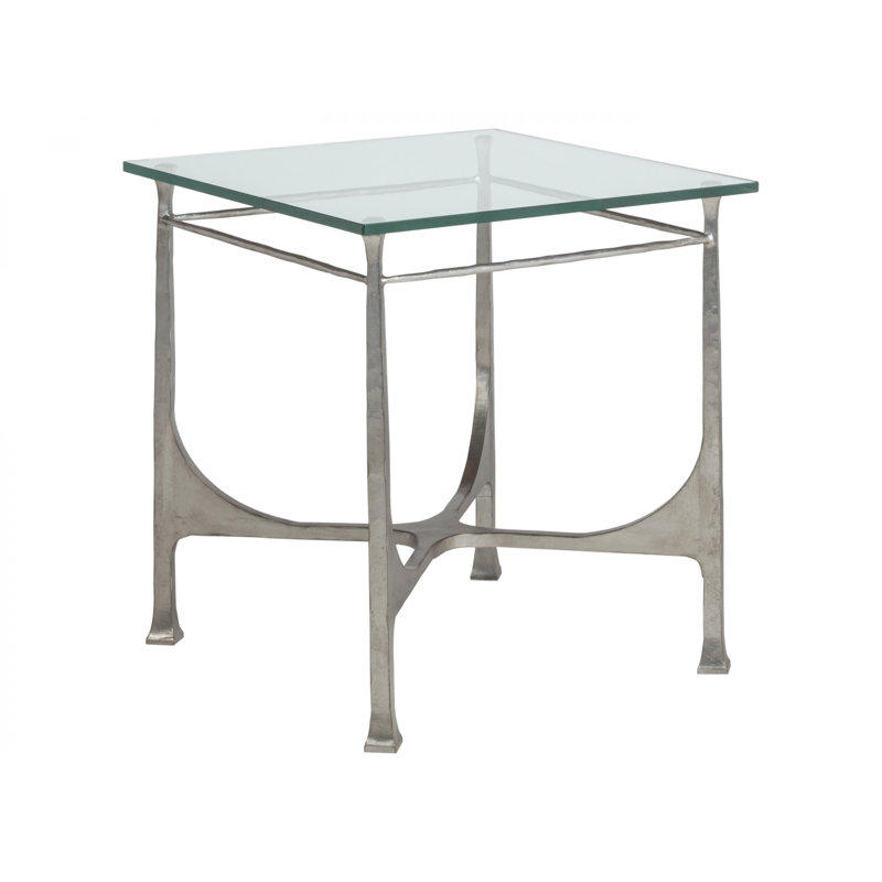 Metal Designs Bruno Square End Table, Silver Leaf