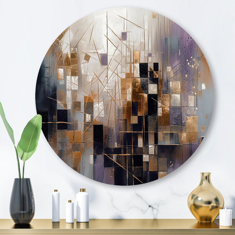 «Soft Color Composition I», art mural rond abstrait géométrique sur métal, H 29 po x l 29 po x P 1 po