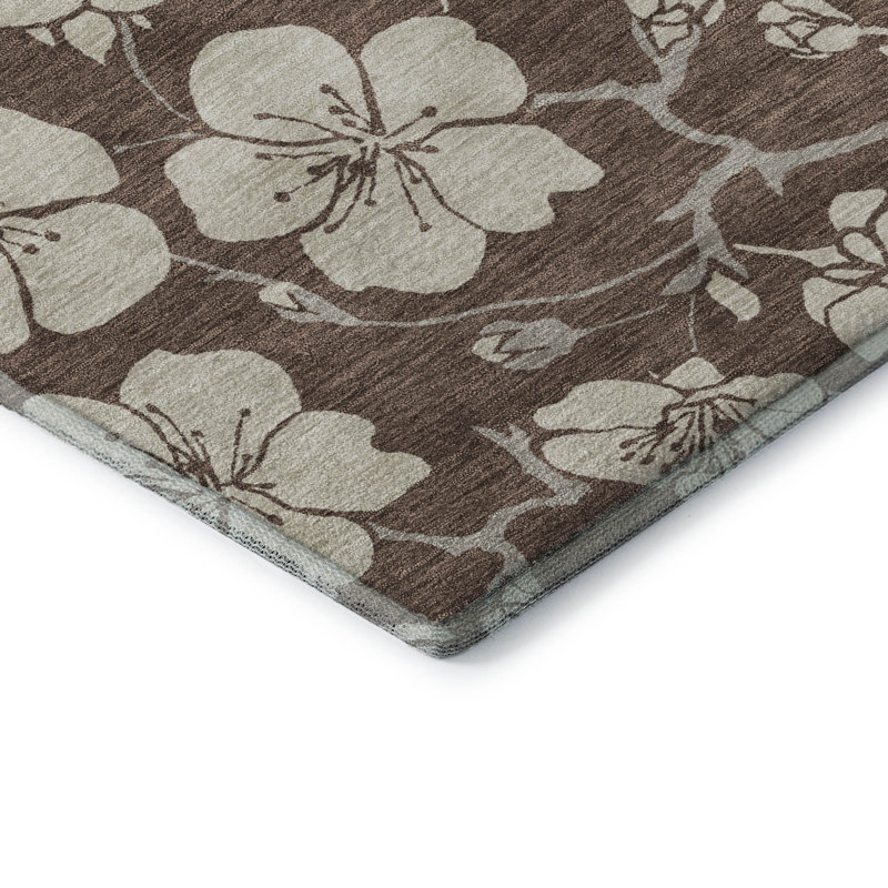 Tapis floral de qualité supérieure lavable à la machine Diskin AMF1032, Rectangle 10 pi x 14 pi