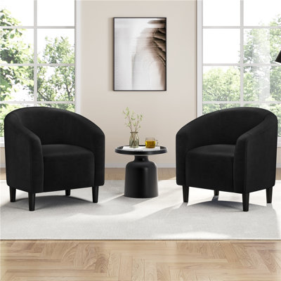 Upholstered  Barrel Chair, Accent Armchair with Ergonomic Wrap-Around Arms
