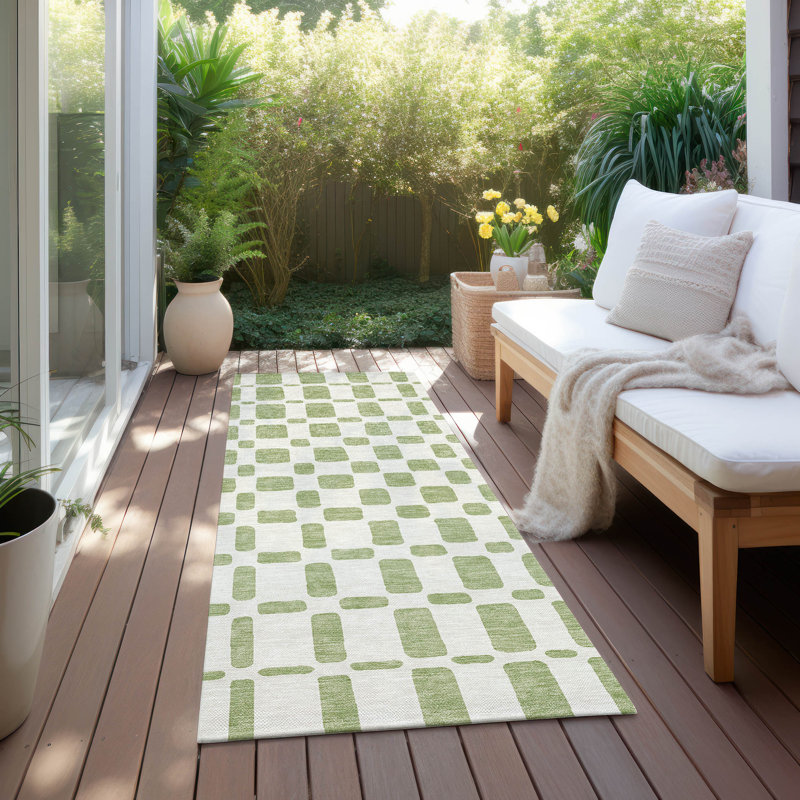 Malek Indoor/Outdoor Area Rug with Non-Slip Backing, Runner 2'3" x 7'6"