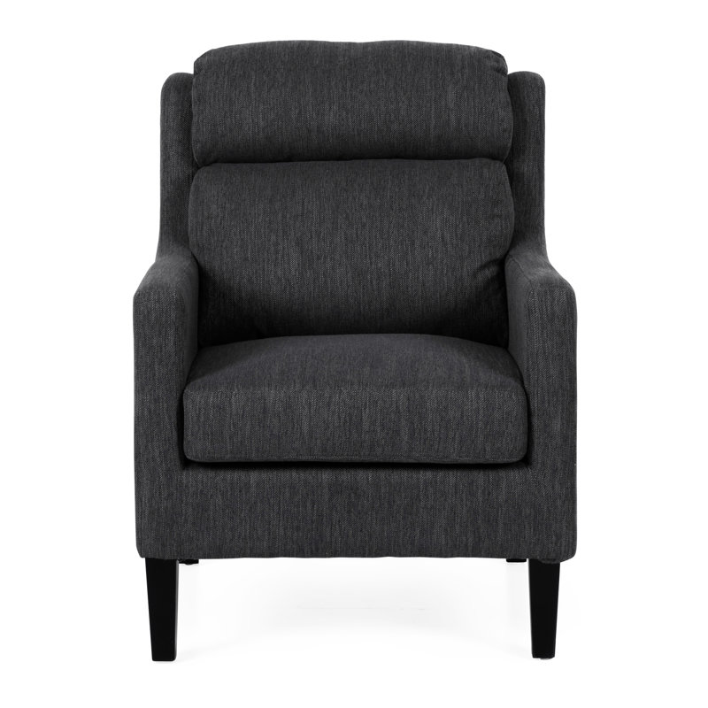 Fauteuil club moderne gris anthracite avec revêtement fin et siège stable avec dossier en cascade