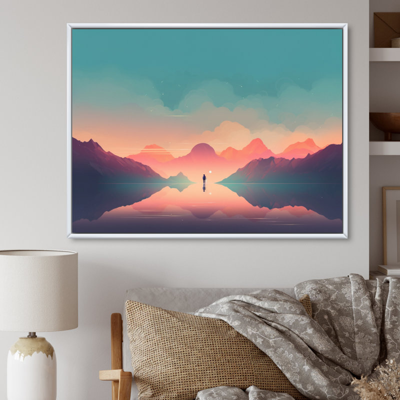 Minimalist Horizon I sur impression sur toile, White Picture Framed, 16" H x 32" W