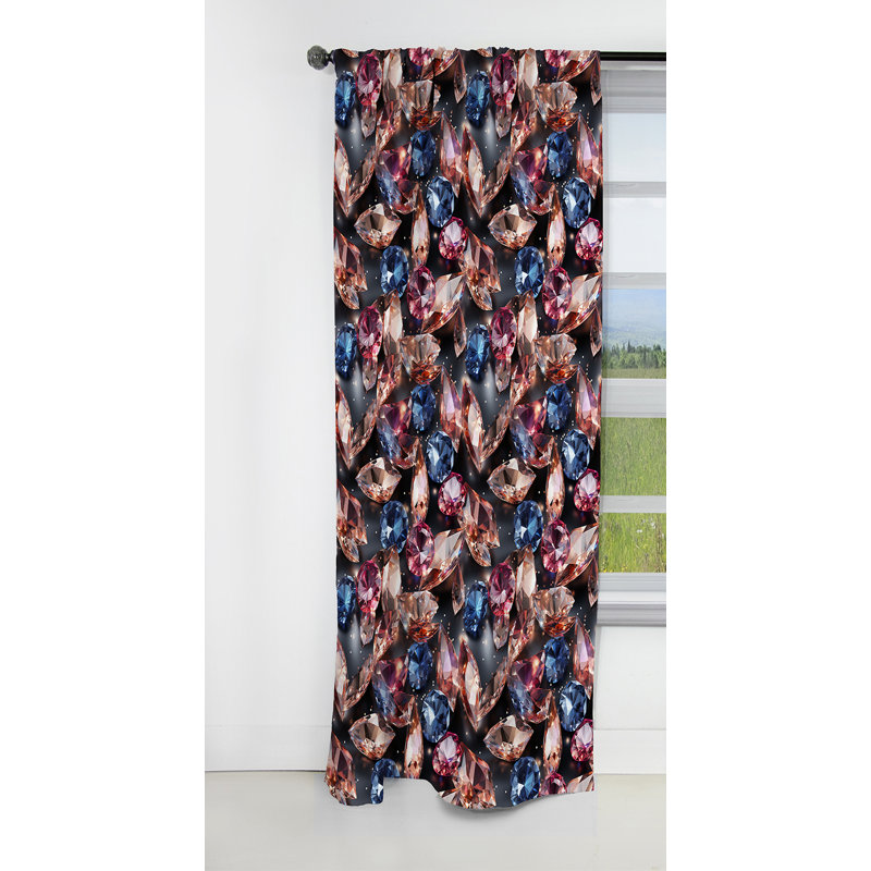 Purple And Gold Glass Glamour Opulence - Glam Feather Abstract Blackout Curtain - 1 Panels, 52" W x 90" L