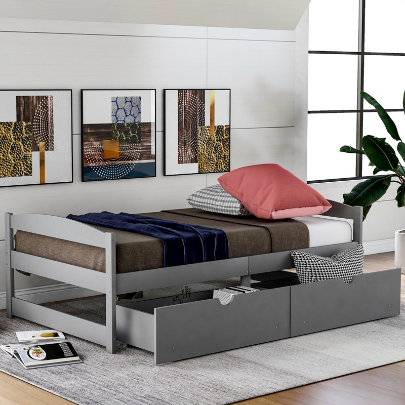 Charlie bed frame, platform bed, storage bed, Gray