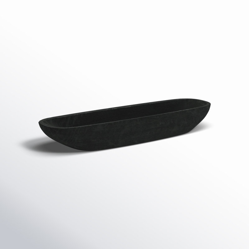 Decorative Paulownia Wood Bowl, Black, 3.1"H x 23"W x 6"D