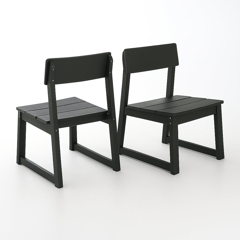 Ensemble de chaises de jardin HDPE, Noir