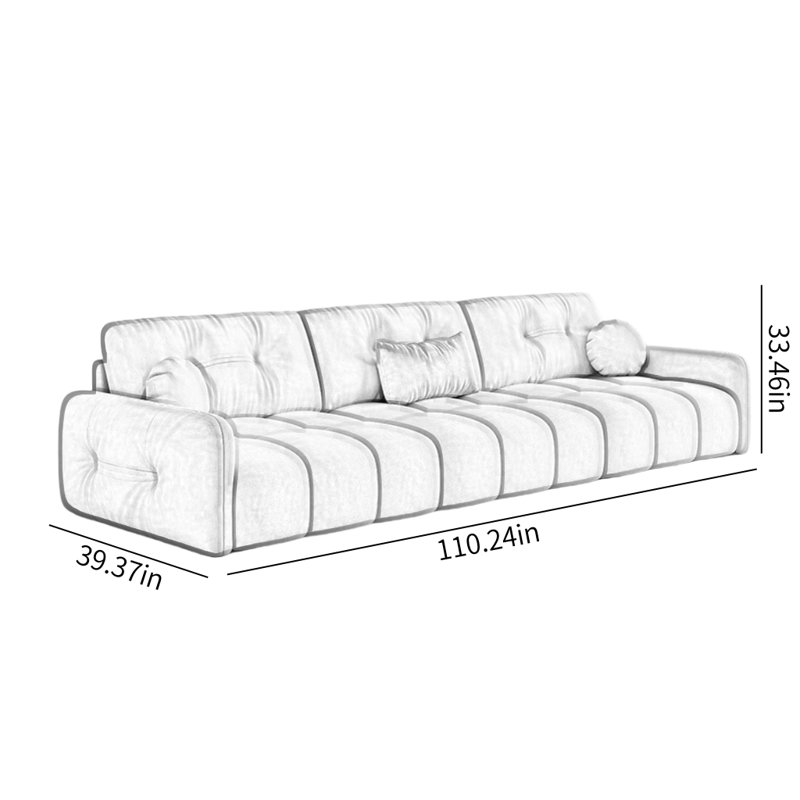 Canapé de salon de style français, H 33,46 po x l 110,24 po x P 39,37 po, 4, Bleu clair