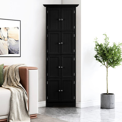 Grande armoire de rangement noire de 72 pouces avec 4 tablettes - idéale pour l'organisation à la maison et le salon, la chambre à coucher, la salle de bain, les tablettes de cuisine, les combinaisons de 72 pouces