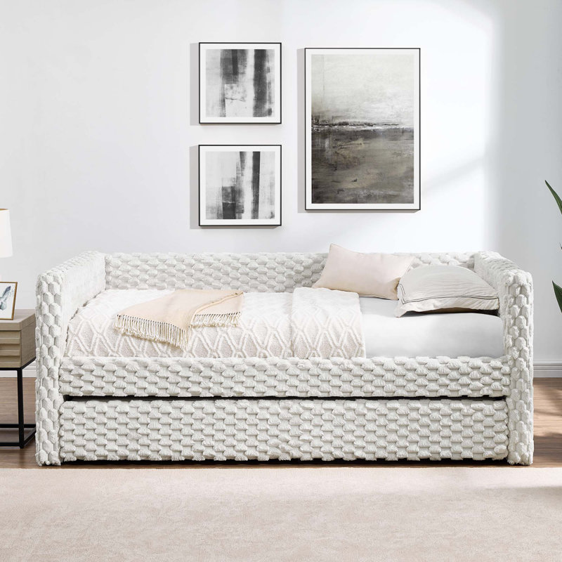 Lit de jour simple, canapé-lit rembourré, le bas se retire pour former un lit, tissu en velours côtelé (86 po x 43,5 po x 34 po)