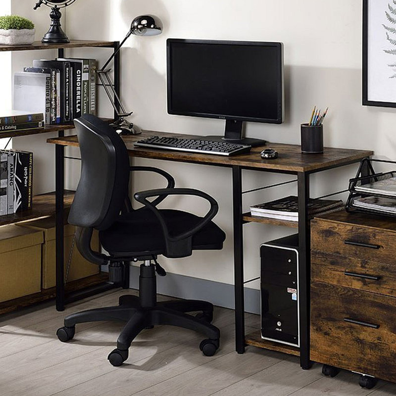 Bureau d'écriture rectangulaire avec tablette à 2 niveaux, Brun