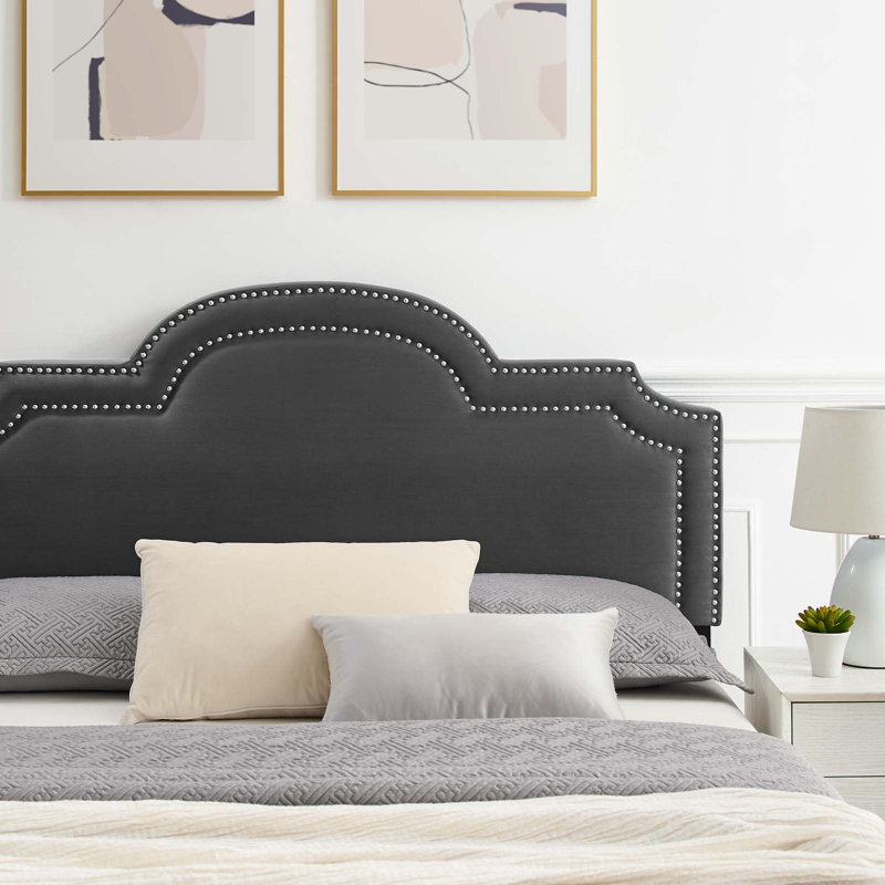Modway Aviana Performance Velvet Bed, Charcoal, Full