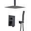 Douche de plafond noire matte - Fixation pour salle de bain et douche de tête 10 po-120997293