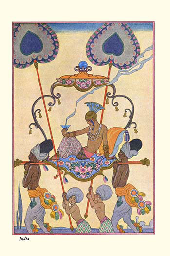 « india » par george barbier-impression d’art graphique, H 30 po x l 20 po x P 1,5 po