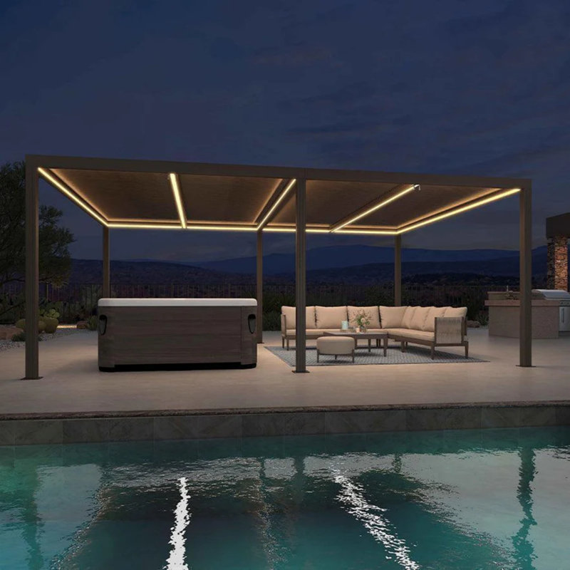 Bandeau lumineux PURPLELEAF, version améliorée, lumière blanc chaud 3000K, ruban lumineux étanche basse tension 24V (accessoire d'éclairage, pas une pergola)