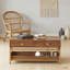 Table basse Farmhouse avec rangement spacieux, structure en métal durable et plateau élégant en grain de bois pour les salons modernes-1009956713