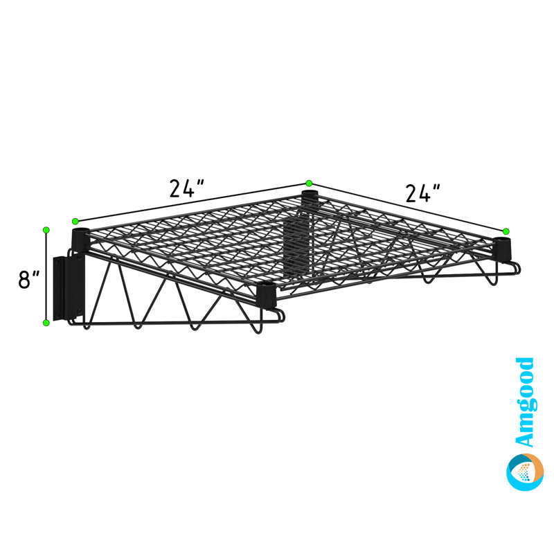 24 in. x 24 in. Black Epoxy Wire Wall Mount Shelf