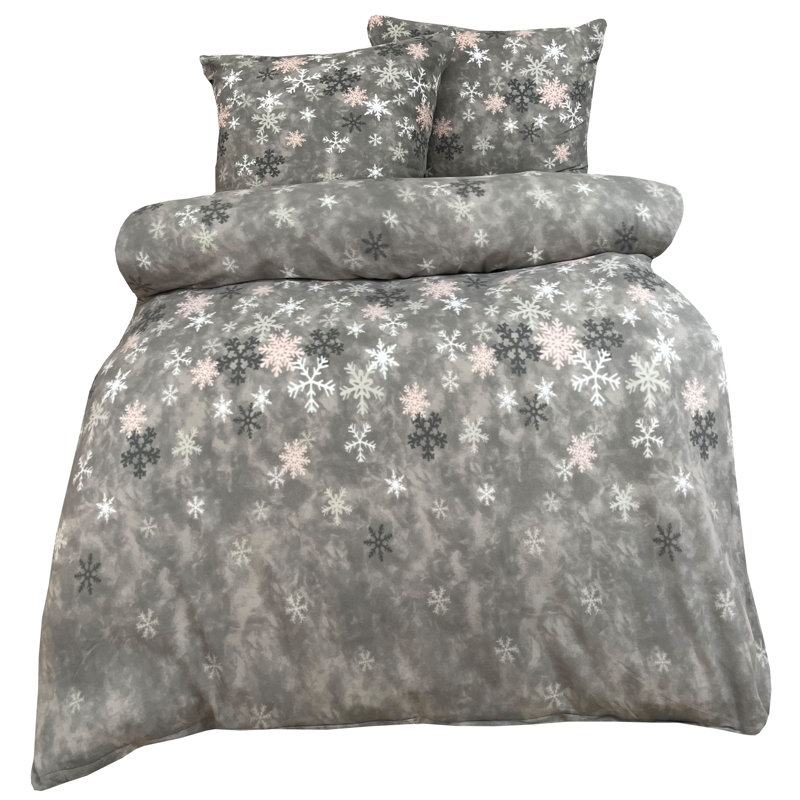 Fleece Bed Linen With Snowflake Motif, 220cm W x 240cm D
