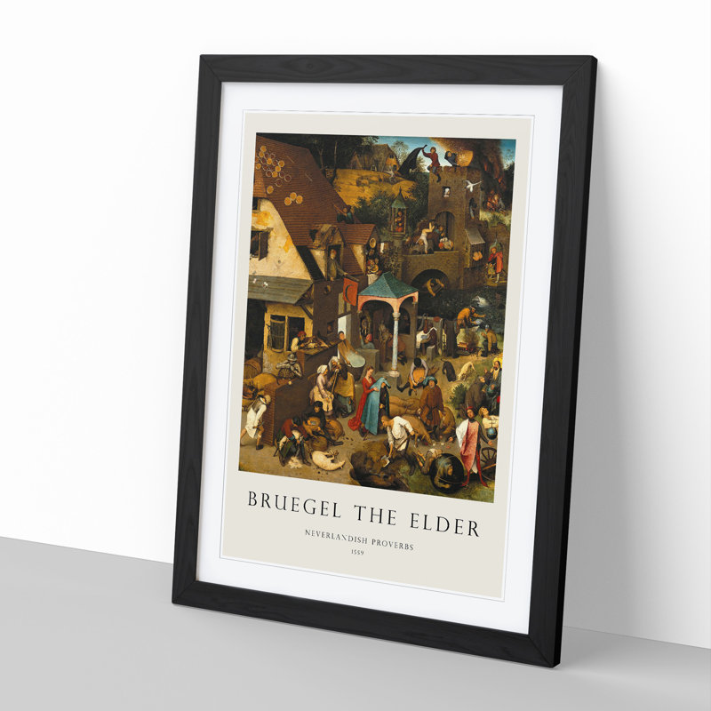 Neverlandish Proverbs by Pieter Bruegel the Elder - Framed Print, 48cm H x 36cm W x 2cm D, Black