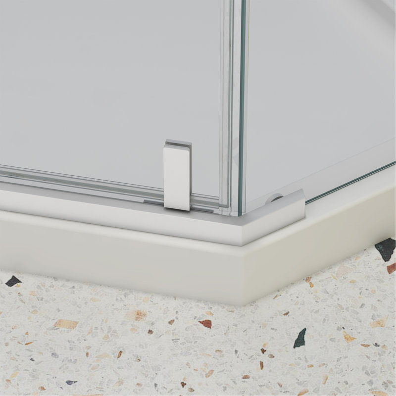 Pivot Shower Door, With 1/4" Tempered Glass , 34.75 In. X 72 In. Frameless Neo-Angle Pivot Shower Enclosure In Matte White.