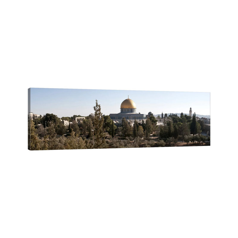 Trees With Mosque In The Background, Dome Of The Rock, Temple Mount, Jerusalem, Israel #2 by Panoramic Images - Wrapped Canvas Panoramic Print