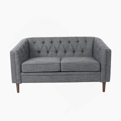 Luxurious Diamond-Stitched Button-Tufted Loveseat With Birch Wood Legs, Perfect For Contemporary And Comfortable Living Spaces.