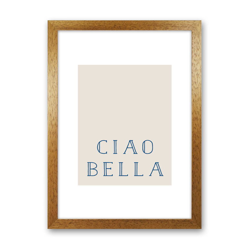 Ciao Bella Blue by Planeta444 - Print, 46cm H x 34cm W x 3cm D, Brown Framed